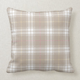 Beige Kariertes Tartan Muster Rustikal Kissen