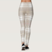 Beige Kariertes Tartan Muster Rustikal  Leggings (Rückseite)