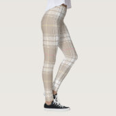 Beige Kariertes Tartan Muster Rustikal  Leggings (Rechts)