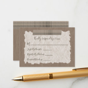 Beige Karo-RSVP-Karte Hinweiskarte