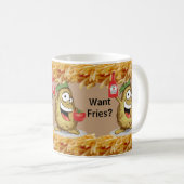 Beige Kartoffeln, Pommes frites, Ketchup-Tasse Kaffeetasse (VorderseiteRechts)