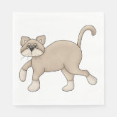 Beige Katze Zeichnend mit grünen Augen Serviette (Vorderseite)
