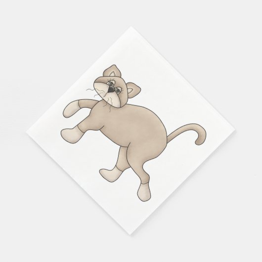 Beige Katze Zeichnend mit grünen Augen Serviette (Ecke)