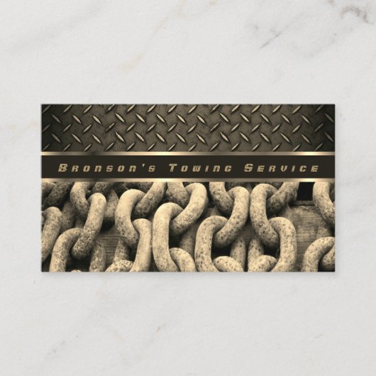 Beige Kette Berufliches Auto Schleppen Service Visitenkarte (Vorderseite)