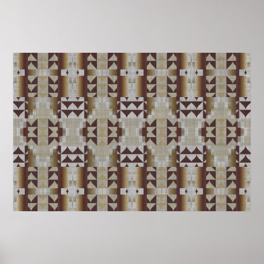 Beige Khaki Coffee Brown Ethnic Tribal Mosaik Poster (Vorne)