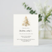 Beige Kiefernschnee Weihnachten Party Einladung (Stehend Vorderseite)