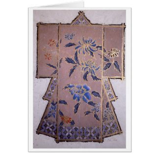 Beige Kimono mit blauen Blumen