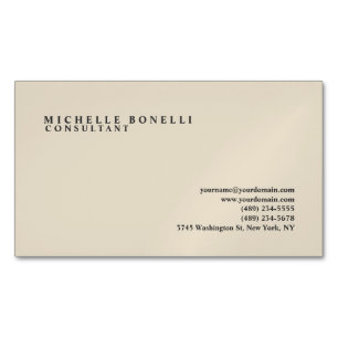 Beige Klassisch Schlichte Professional Magnetische Visitenkarte