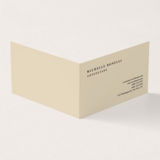 Beige Klassisch Schlichte Profi Visitenkarten (Vorderseite)
