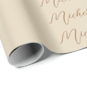 Beige Klassischer Beruflicher handgeschriebener Na Geschenkpapier (Rolleneckpunkt)