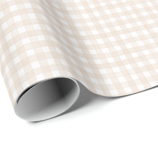 Beige Klassisches Gingham Geschenkpapier (Rolleneckpunkt)