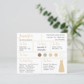 Beige Kleiderfarben Bridesmaid Information Card (Stehend Vorderseite)