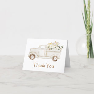 Beige kleiner Kürbis-LKW-Baby-Shower-Foto Dankeskarte