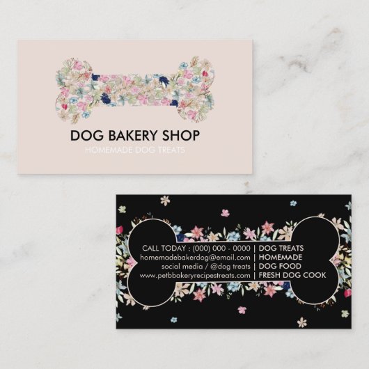 Beige Knochen Hunde Leckereien Visitenkarte (Vorne/Hinten)