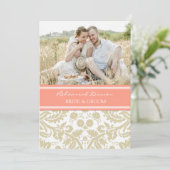 Beige korallenrotes einladung (Stehend Vorderseite)