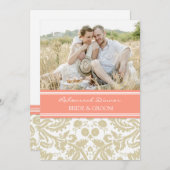 Beige korallenrotes einladung (Vorne/Hinten)