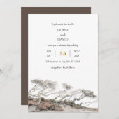 Beige Küste windgekehrte Bäume View Beach Hochzeit Einladung (Vorne/Hinten)