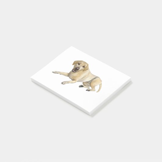 Beige Labrador-Hund, der sich hinlegt Post-it Klebezettel (angewinkelt)