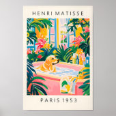 Beige Labrador in der Badewanne, Hundekunstdruck,  Poster (Vorne)