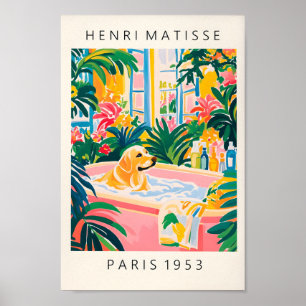 Beige Labrador in der Badewanne, Hundekunstdruck, Poster