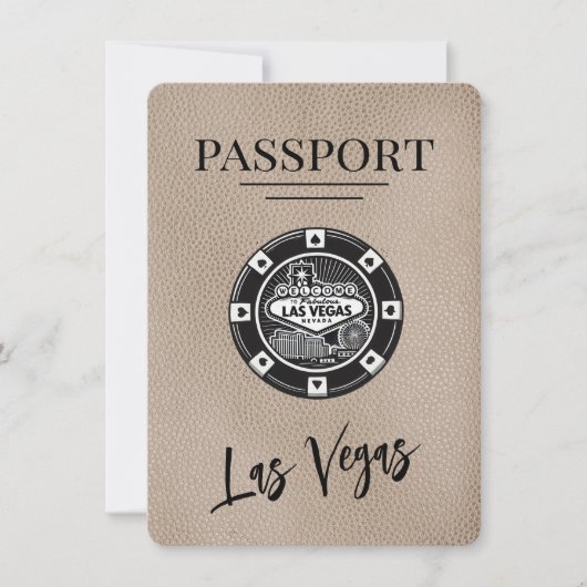 Beige Las Vegas Passport Save the Date (Vorderseite)