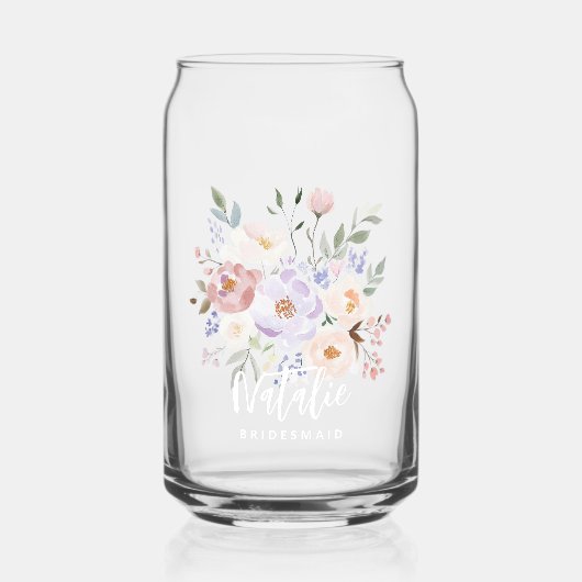 Beige Lavender Watercolor Floral Bridesmaid Dosenglas (Vorderseite)
