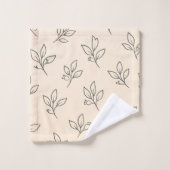 Beige Leaf Bathroom Towel Set (Waschlappen)