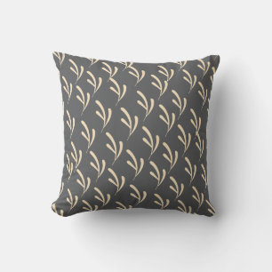 Beige Leaf Repeat Gray Kissen