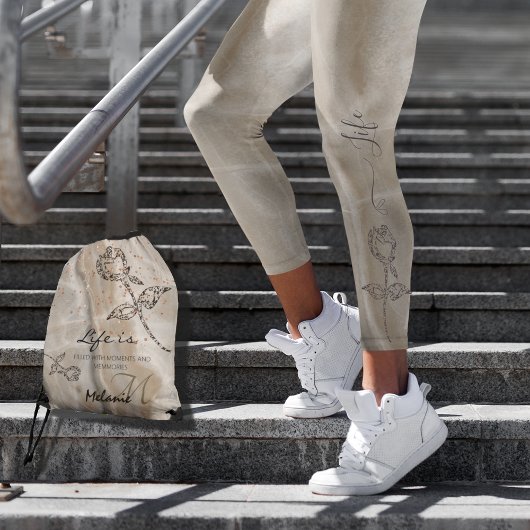 Beige Leggings mit Rose