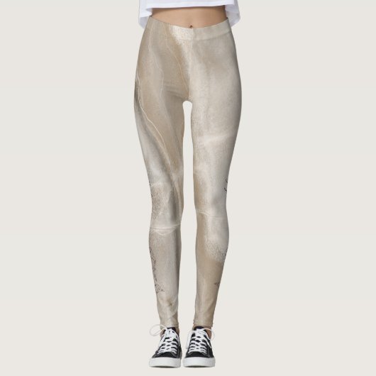 Beige Leggings mit Rose (Vorderseite)