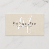 Beige Leinen Creme Fette Monogramm-Initiale Visitenkarte (Vorderseite)