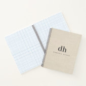 Beige Leinen Creme Textur Minimal Elegantes Monogr Notizblock (Innenseite)