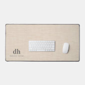 Beige Leinen Creme Textur Minimal Elegantes Monogr Schreibtischunterlage (Tastatur & Maus)