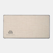 Beige Leinen Creme Textur Minimal Elegantes Monogr Schreibtischunterlage (Vorderseite)