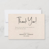 Beige Leinen Einfaches Script Willkommen Danke Kar (Vorderseite)