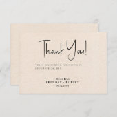 Beige Leinen Einfaches Script Willkommen Danke Kar (Vorne/Hinten)