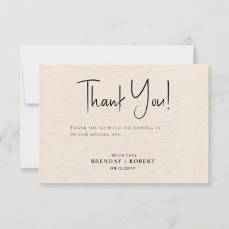 Beige Leinen Einfaches Script Willkommen Danke Kar
