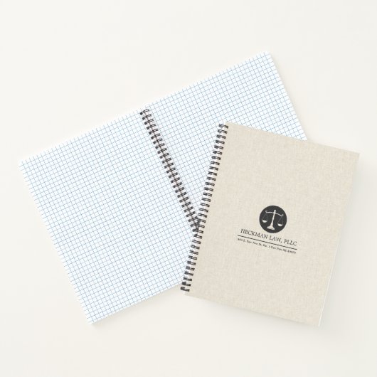 Beige Leinen Graues Justiz-Logo Notizblock (Innenseite)