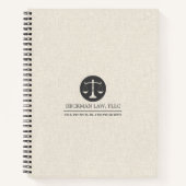 Beige Leinen Graues Justiz-Logo Notizblock (Vorderseite)