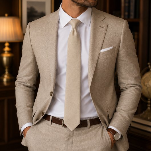 Beige Leinen Krawatte
