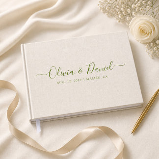 Beige Leinen-Salbei-Script Chic Minimalistische Ho Gästebuch