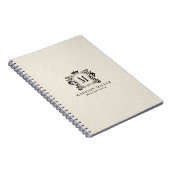 Beige Leinen Schwarz Royal Crest Krone Monogramm Notizblock (Rechte Seite)