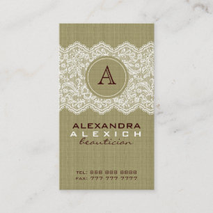 Beige Leinen & Vintage Leinen & Spitzen Visitenkarte