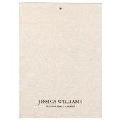 Beige Leinenstruktur einfache schwarze Typografie Klemmbrett (Rückseite)