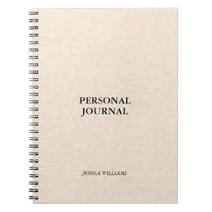 Beige Leinenstruktur einfache schwarze Typografie Notizblock