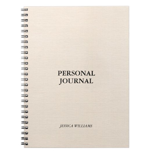 Beige Leinenstruktur einfache schwarze Typografie Notizblock (Vorderseite)