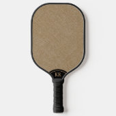 Beige Leinenstruktur minimale Monogramm Pickleball Schläger (Vorderseite)