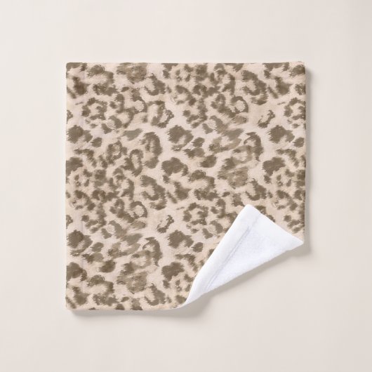 Beige Leopardendrucke . Badetuch-Set Badhandtuch Set (Waschlappen)