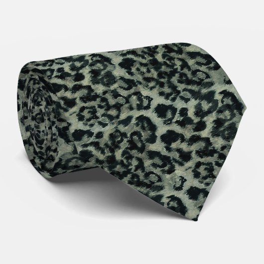 Beige Leopardendrucke, Krawatte am Hals (Gerollt)