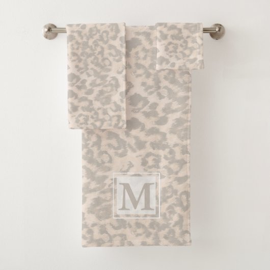 Beige Leopardrucke. Badhandtuch Set (Insitu)